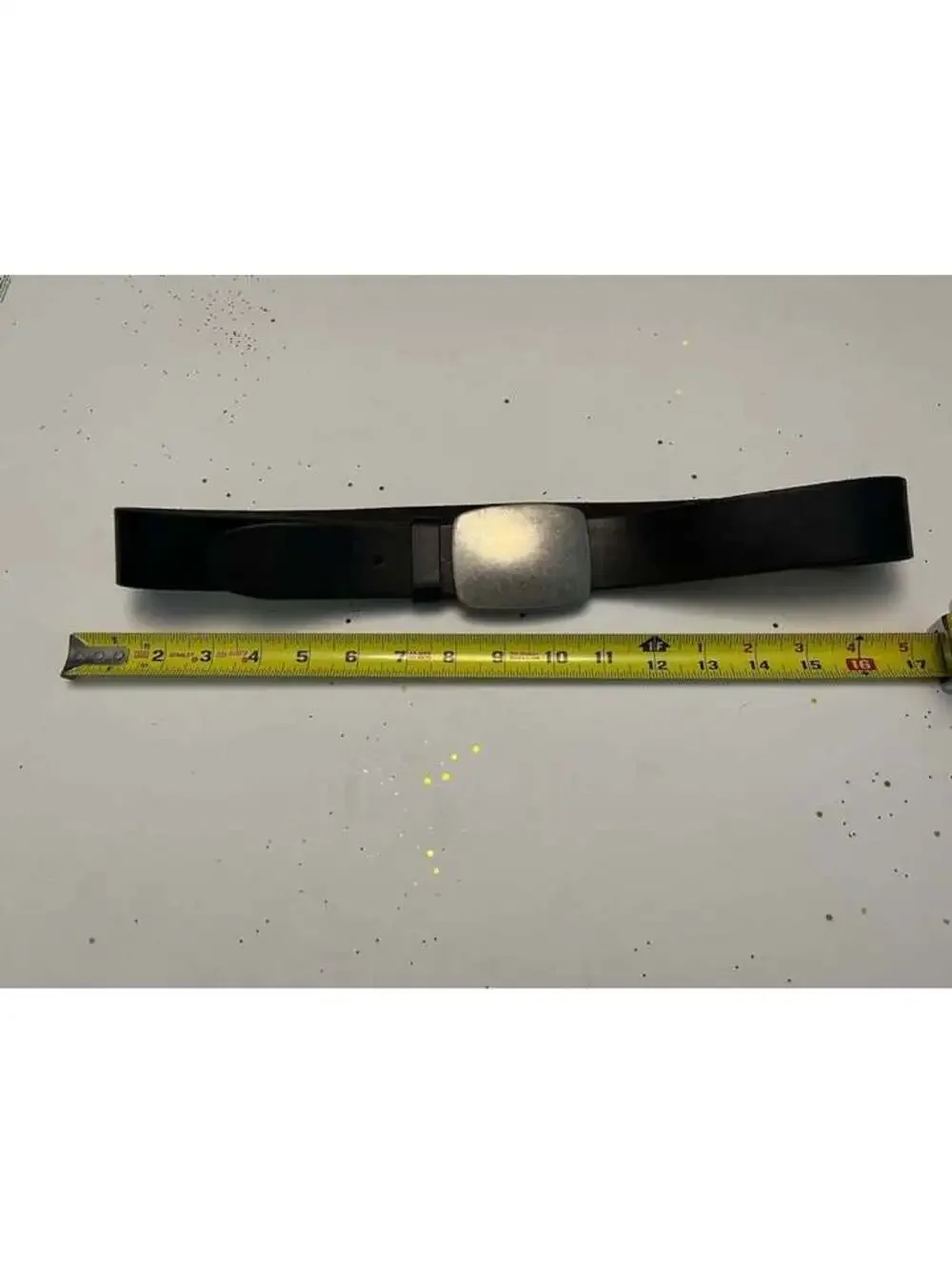 Black Leather Belt with Metal Buckle